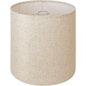 Beige Linen Tall Drum Lampshade, 11" Top x 11" Bottom x 12" High, Lamp Shade Replacement for Table, Floor Lamps and Pendant Light, Handcrafted, Easy Assembly