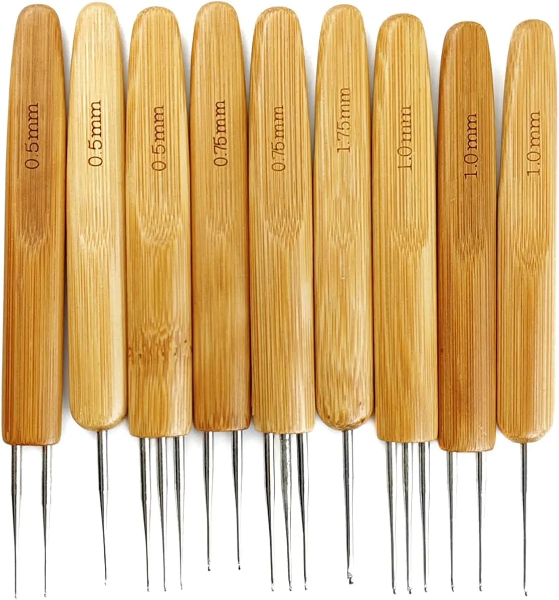 9PCS Dreadlock Crochet Hook for Hair Dreadlock Needle Tool for Braid Craft Dread Locks Crochet Needles 0.5mm 0.75mm 1mm 1.75mm