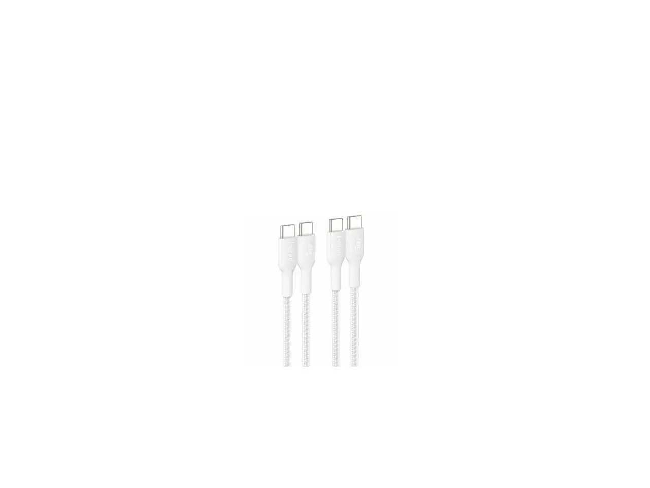Belkin BoostCharge Pro USB-C to USB-C Braided Cable 240W - 3.3ft/1m - White - 2-pack - CAB025FQ1MWH2PK