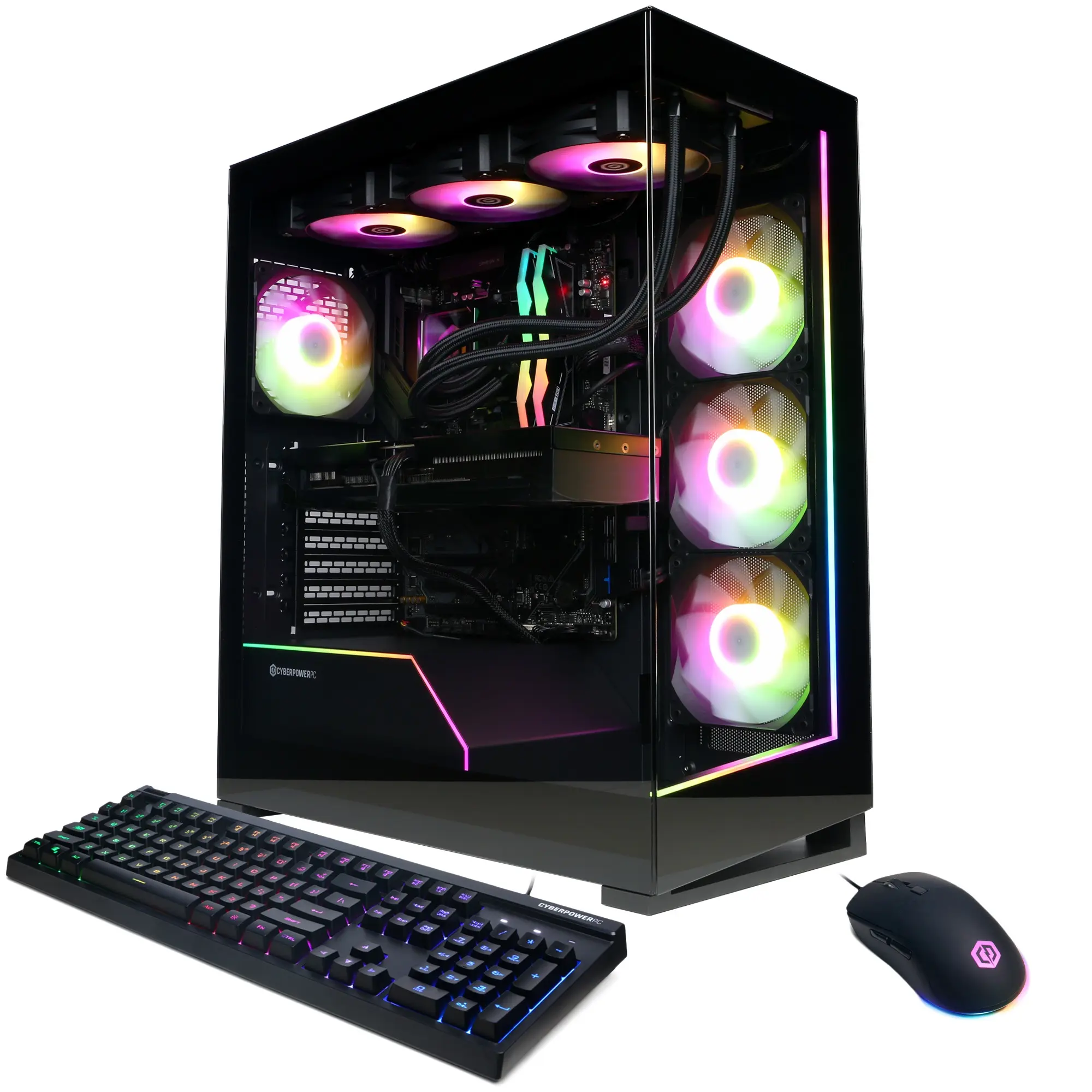 CyberPowerPC SLCAI8000CPGV2 Gaming Desktop PC, AMD Ryzen 9 9950X, 64GB DDR5, GeForce RTX 5070 Ti 16GB, 4TB PCIe 4.0 NVMe SSD, WiFi/BT, RGB Gaming Keyboard/Mouse & Windows 11 Home