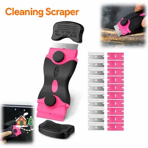 2 Multifunctional Handheld Scraper Tool with 40 Replacement Blades, for Home Kitchen Glass Surface Use, Universal Household Cleaning Tool, Efficient Sticker Residue Dirt Removal Scraper