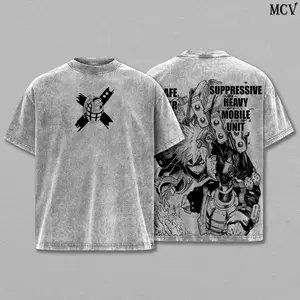 ToolHeaven Bakugo Tee My Hero Academia Vintage Washed Oversized Heavy Cotton T-Shirt, Explosive Hero Graphic Anime Manga Top, Unisex Retro Streetwear Tee Washed Double Printed Hero Edition