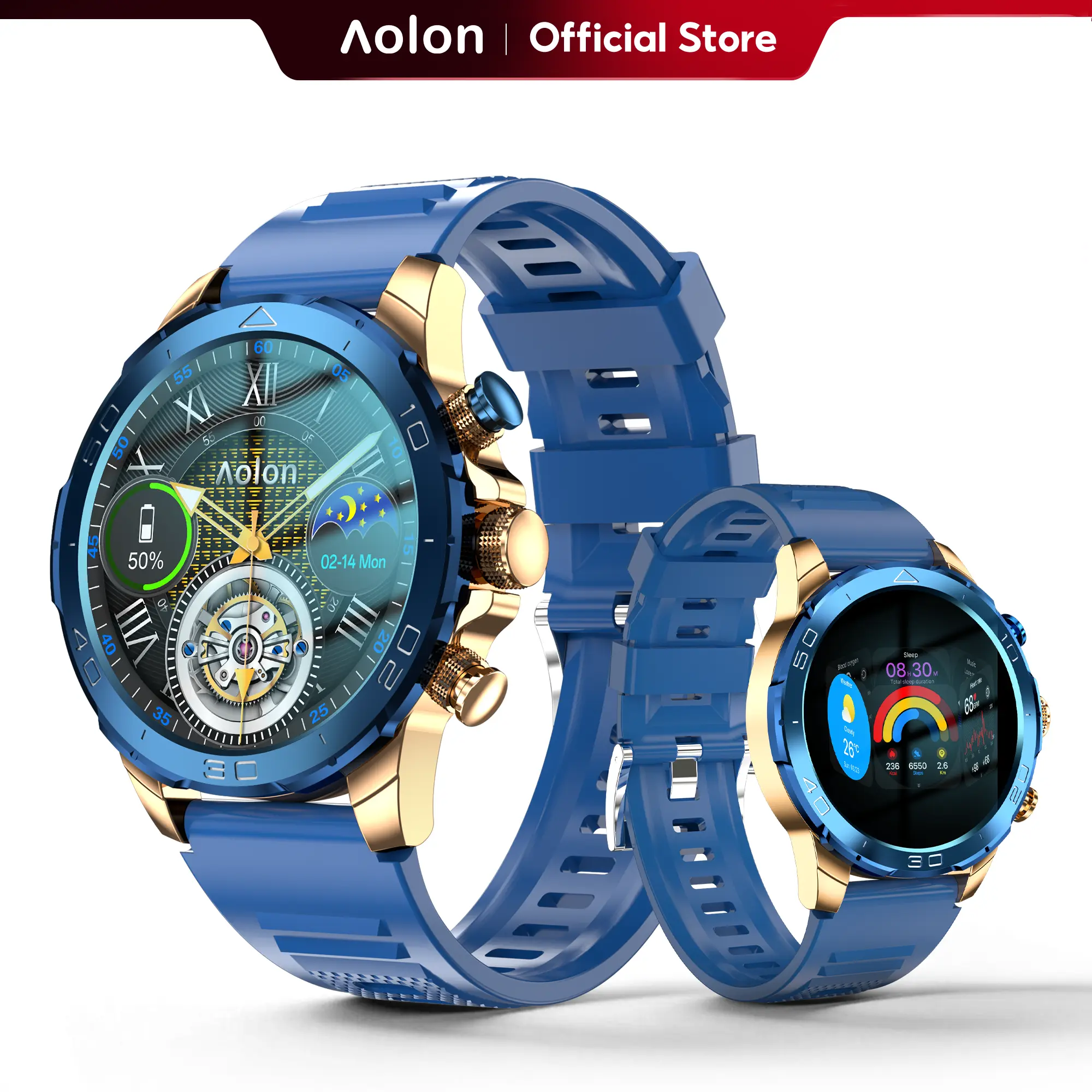 【GOLD-PLATED & FULL METAL BODY】Aolon Luxor Spring Business Smartwatch with IP68 waterproof, running pace tracking, DIY health monitoring, outdoor sports features, 128MB memory, and up to 26 days standby.#SummerFinds#summerwins