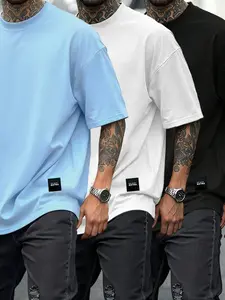 Men's Classic Letter Graphic Streetwear T-Shirt 3-Pack, Summer Round Neck Short Sleeve Casual Top, Comfortable Outdoor Wear, Loose-Fit Long Tee