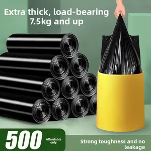 200PC 100PC 50PC Garbage bags for home use, thickened, durable, large size, black, vest-style, for kitchen bins, commercial and office use, wholesale