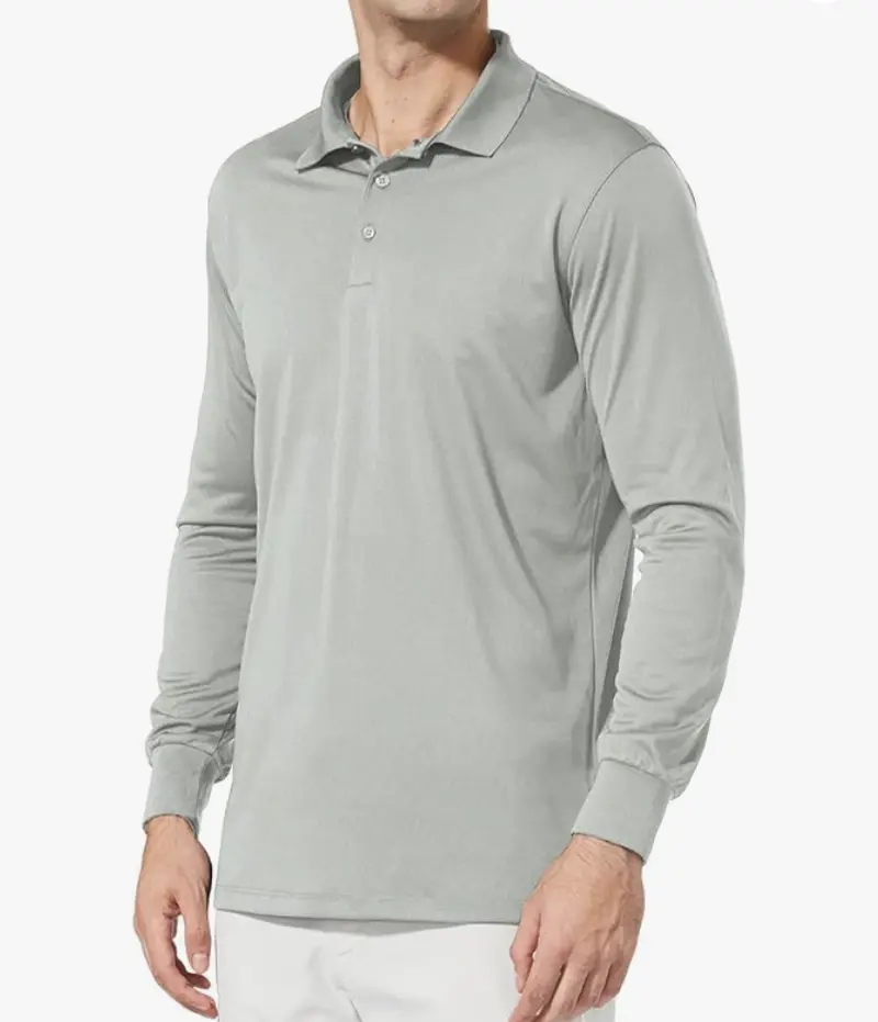 Men's Long Sleeve Golf Polo Shirt UPF 50 Quick Dry 3 Button Casual Work Outdoor Lightweight Performance Shirts