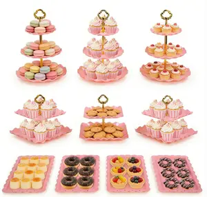 10pcs Cake Stand Set with 3 Double-Tier And 3 Triple-Tier Cupcake Stands, 4 Appetizer Trays, Perfect for Birthdays Bridal Showers