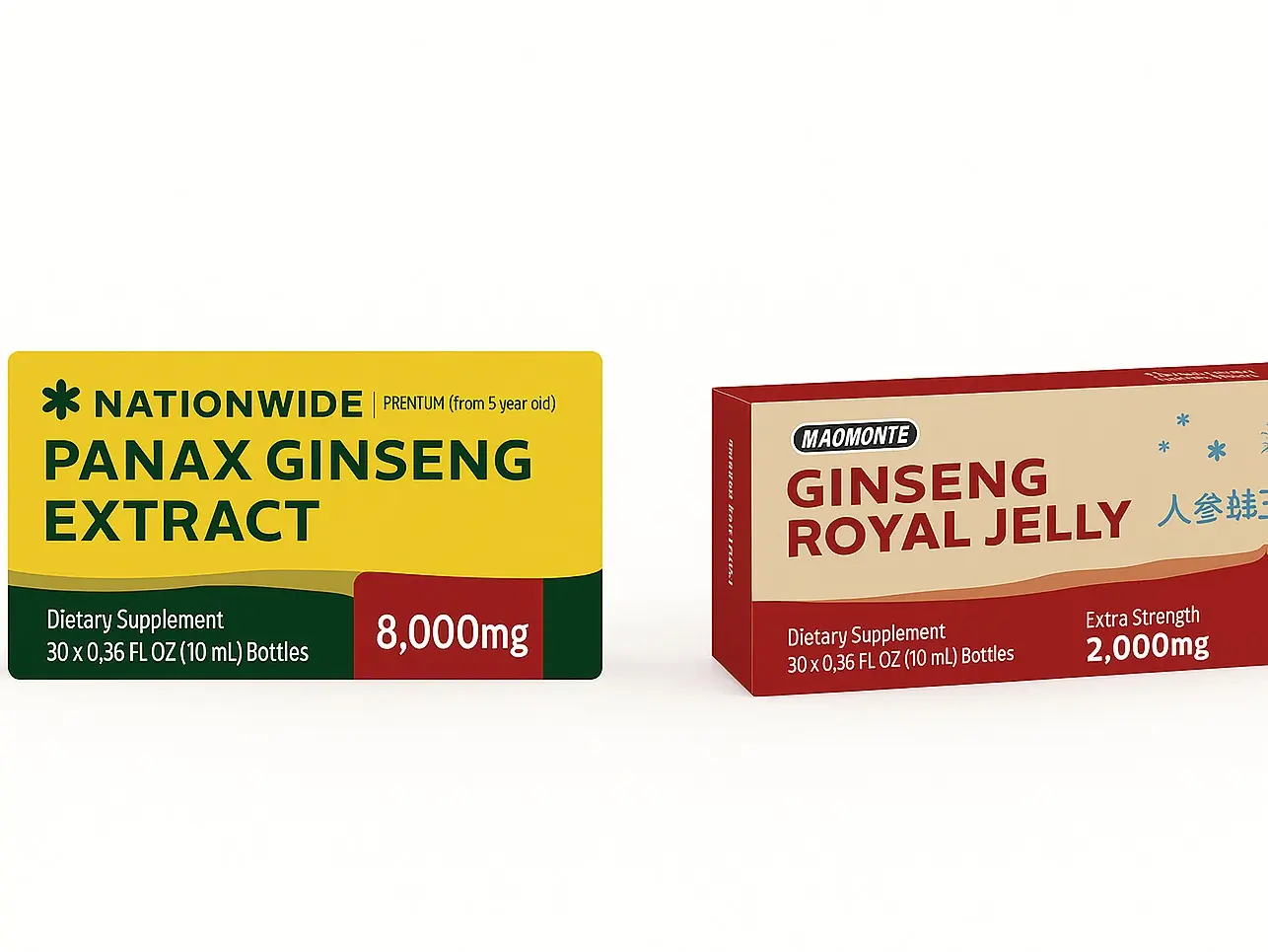 Panax Ginseng Extract & Royal Jelly 2000mg for Rapid Energy Support Mental Clarity Fitness Natural Supplement 30 Bottles x 10ml - Healthcare Dietary Vitamin Edible