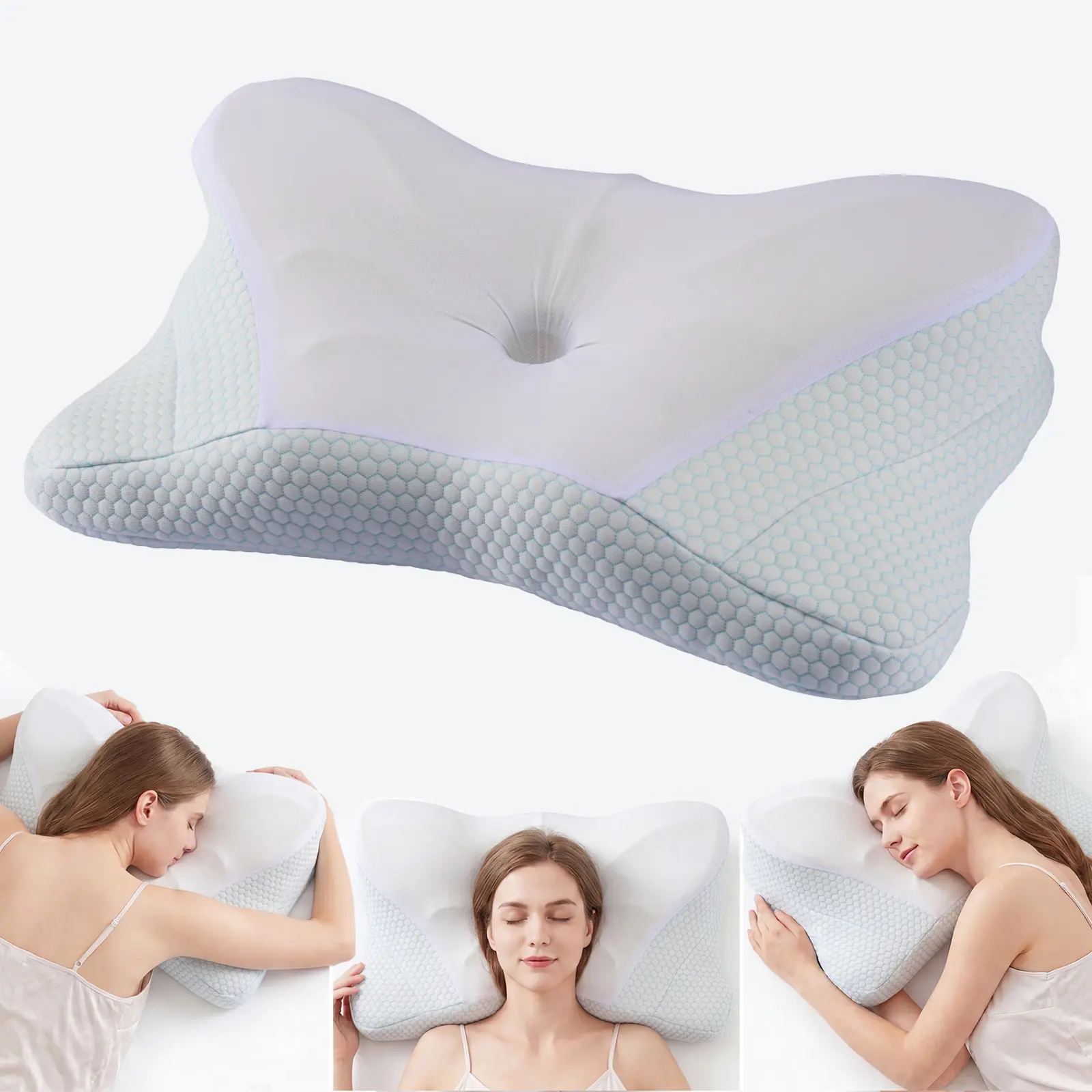 Sweetcrispy Cervical Pillow for Neck and Shoulder - Ergonomic Memory Foam Pillows, Contour Side Sleeper for Adults, Cooling Orthopedic Neck Support for Back Stomach Sleepers