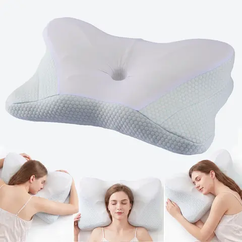 Sweetcrispy Butterfly-Shaped Cooling Cervical Pillow for Sleeping - Ergonomic 3D Foam, Dual Height, Armrest Grooves, Breathable Fabric, Anatomically Correct Body Align Support, Back & Neck Care for Adults (Pillows for Sleeping), 3D Foam Neck Pillows