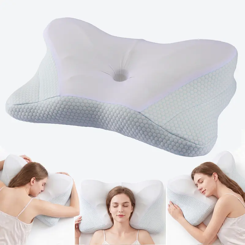 Sweetcrispy Butterfly-Shaped Cooling Cervical Pillow for Sleeping - Ergonomic 3D Foam, Dual Height, Armrest Grooves, Breathable Fabric, Anatomically Correct Body Align Support, Back & Neck Care for Adults (Pillows for Sleeping), 3D Foam Neck Pillows