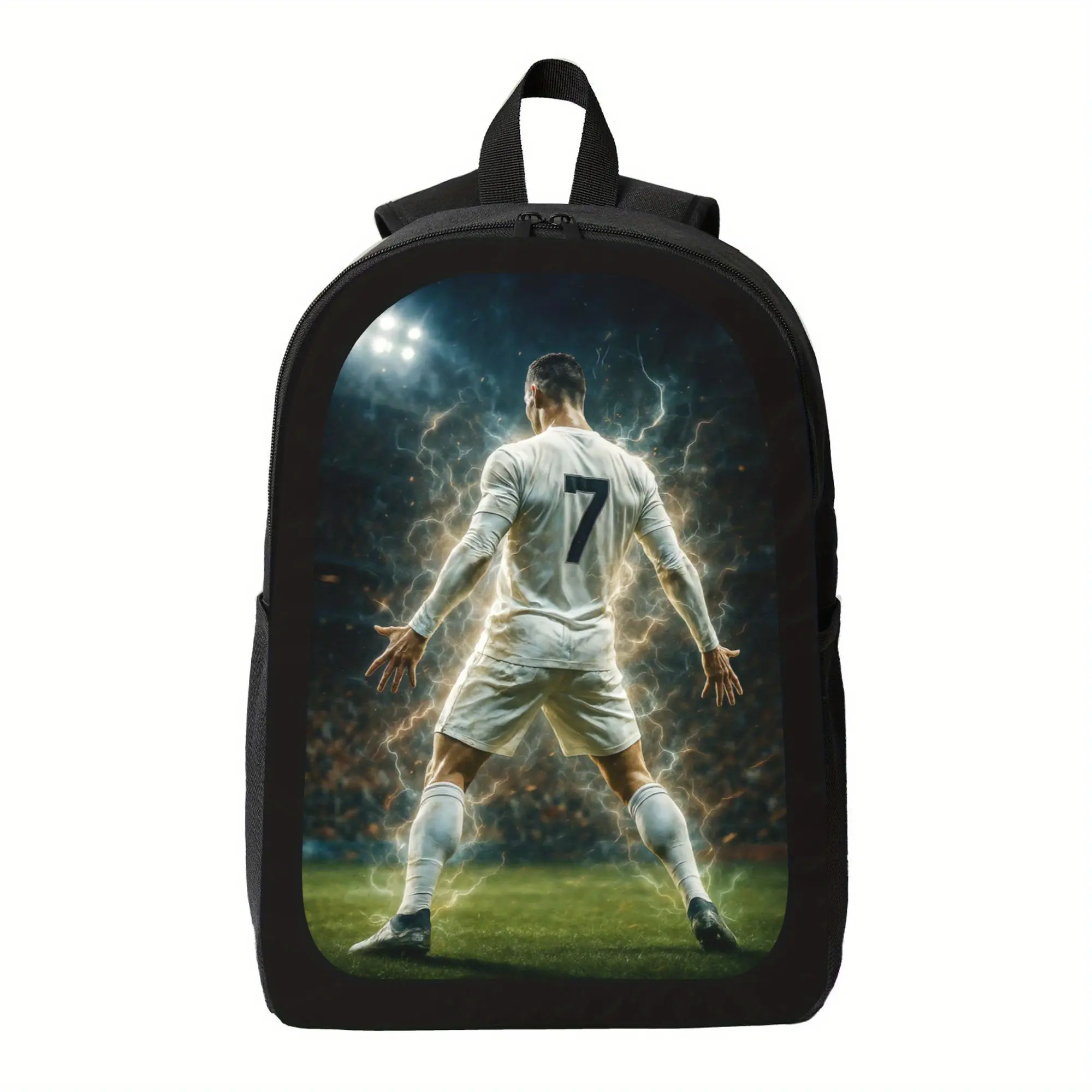 CR7 Backpack - Lightweight Large Capacity School Bag with Goal Celebration Design ( # 7 Jersey), Adjustable Shoulder Straps, Zipper Closure - for Teens, Sports Fans, Everyday & Travel - Perfect Soccer Gift for Boys & Girls, Studen