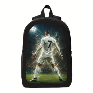 CR7 Soccer Backpack - Lightweight Large Capacity School Bag with Cristiano Ronaldo Goal Celebration Design ( # 7 Jersey), Adjustable Shoulder Straps, Zipper Closure - for Teens, Sports Fans, Everyday & Travel - Perfect Soccer Gift for Boys & Girls, Studen