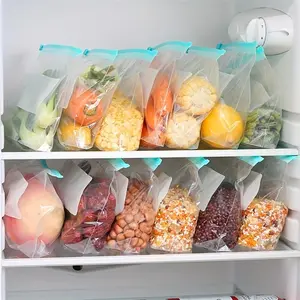 Food Storage Bag, 10/15/20pcs Ziplock Air Tight Sealed Bags, Plastic Fresh-keeping Bag for Household Refrigerators, Sub-packaging Self Sealing Storage Bag, Zipper Sliding Lock Bag, for Home Kitchen, Reusable Food Organizer