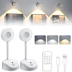 Motion Sensor Picture Light with Remote Picture Display Wall Lights Rechargeable Reading Lamp Spotlight Painting Light for Bedroom Hallway Art Exhibitions (Color : White, Size : 2 Pcs)