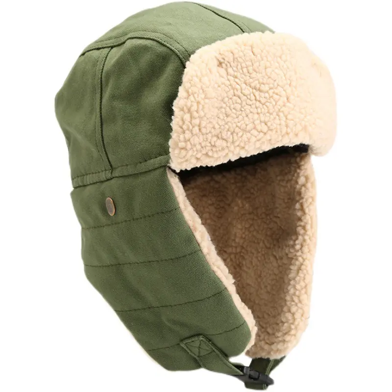 Winter aviator hat, cycling ear protection warm outdoor hat, Windproof Thermal Mens Thermal Fur Ear Flaps Hats Ski Cap.