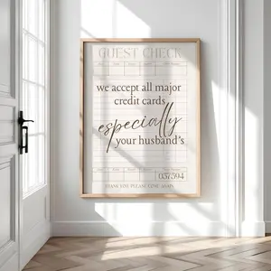 Guest Check White Background Poster Hair Salon Art | Hair Salon Sign | Hair Stylist Gifts | Salon Prints | Printable Wall Art | Vanity Decor