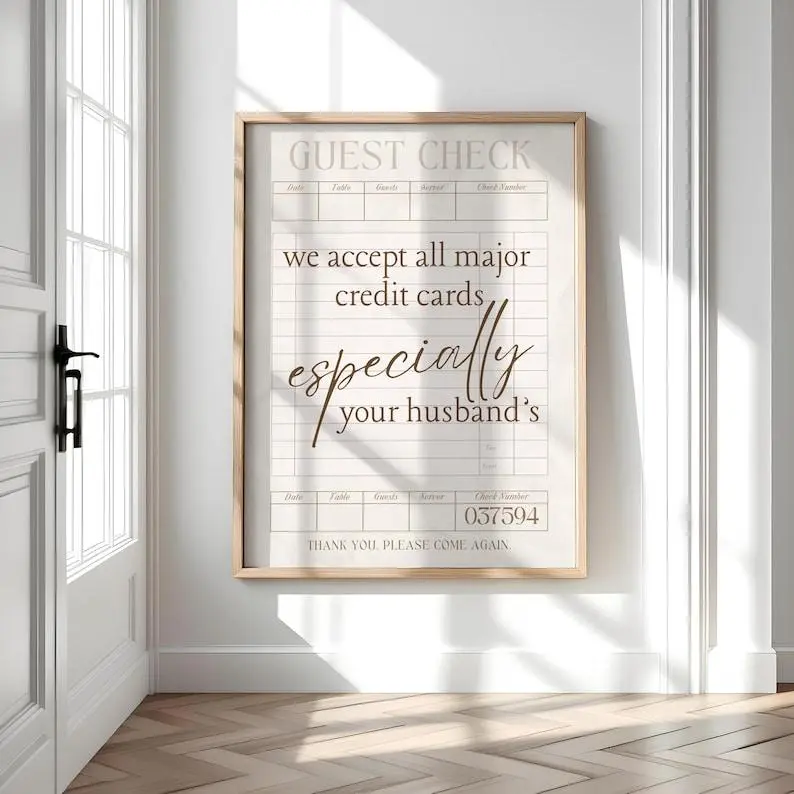 Guest Check White Background Poster Hair Salon Art | Hair Salon Sign | Hair Stylist Gifts | Salon Prints | Printable Wall Art | Vanity Decor