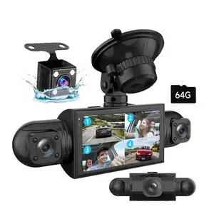 【Roinvou】3 inch Dash Cam with 1080P Front & Inside Left & Right & 480P Rear Pull360 View, Loop Recording Dash Camera for Cars, HD Night-Vision Gravity Sensor Car Camera, Dash Camera for Car with Free 32GB Micro SD Card