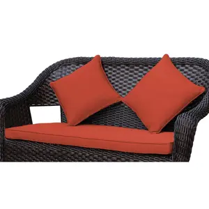 Jeco  2 in. Clark Loveseat Cushion with 2 Pillows, Brick Red