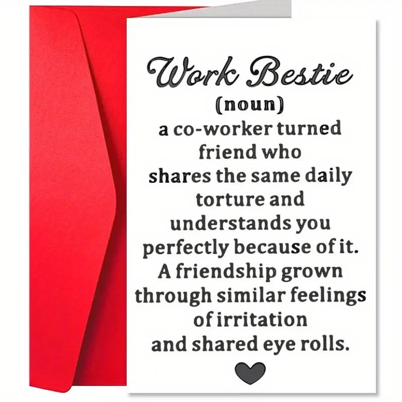 Work Bestie Greeting Card, Funny Friendship Card, Birthday Card, Gift Card for Friend, Friendship Celebration Message Card
