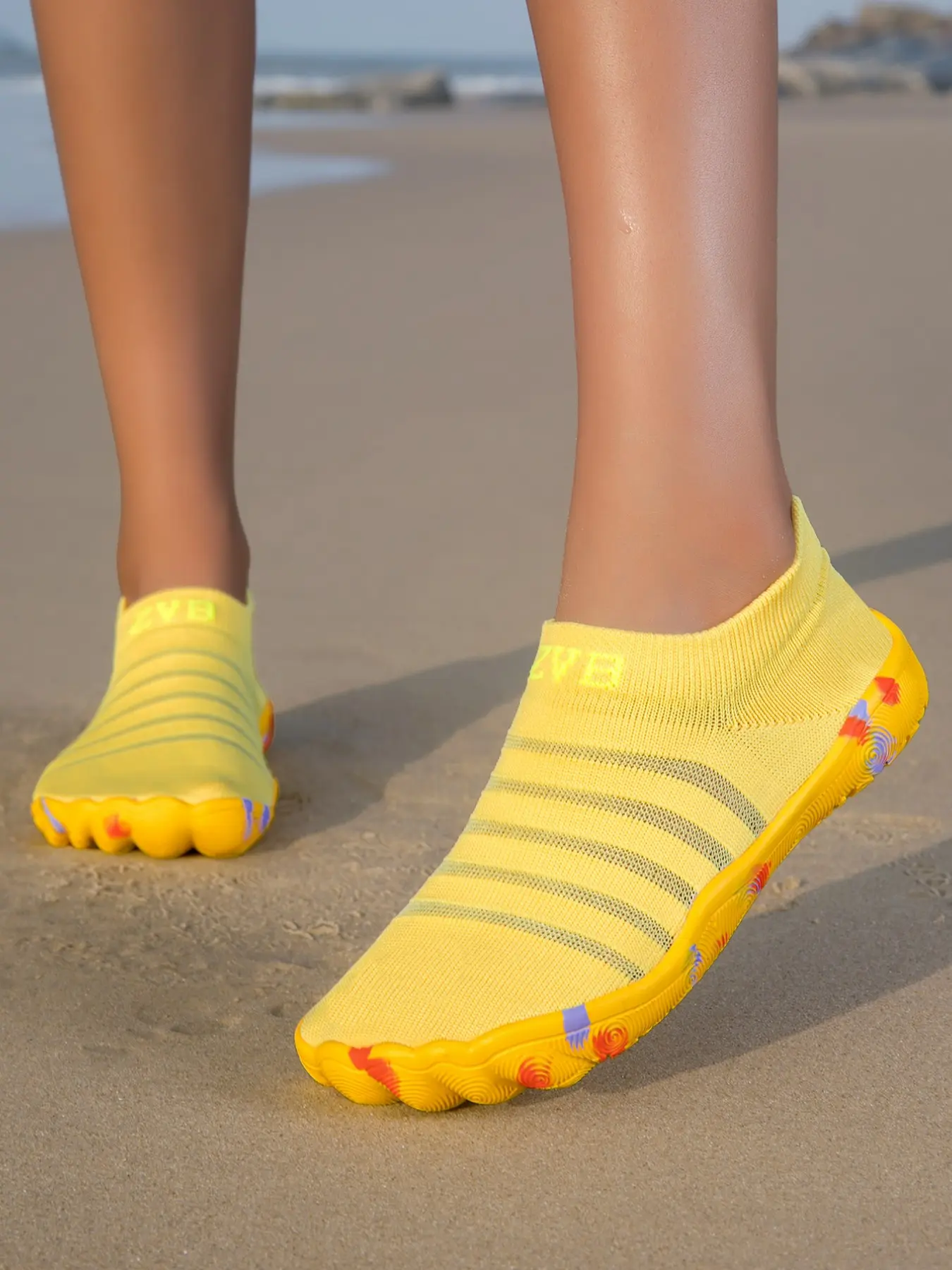 Women's Casual Water Shoes, Wide Toe Design, Elastic Knit Fabric, EVA Sole, Comfortable Breathable, Outdoor Barefoot Shoes for Yoga & Driving, Lightweight Footwear, Outdoor Beach Shoes