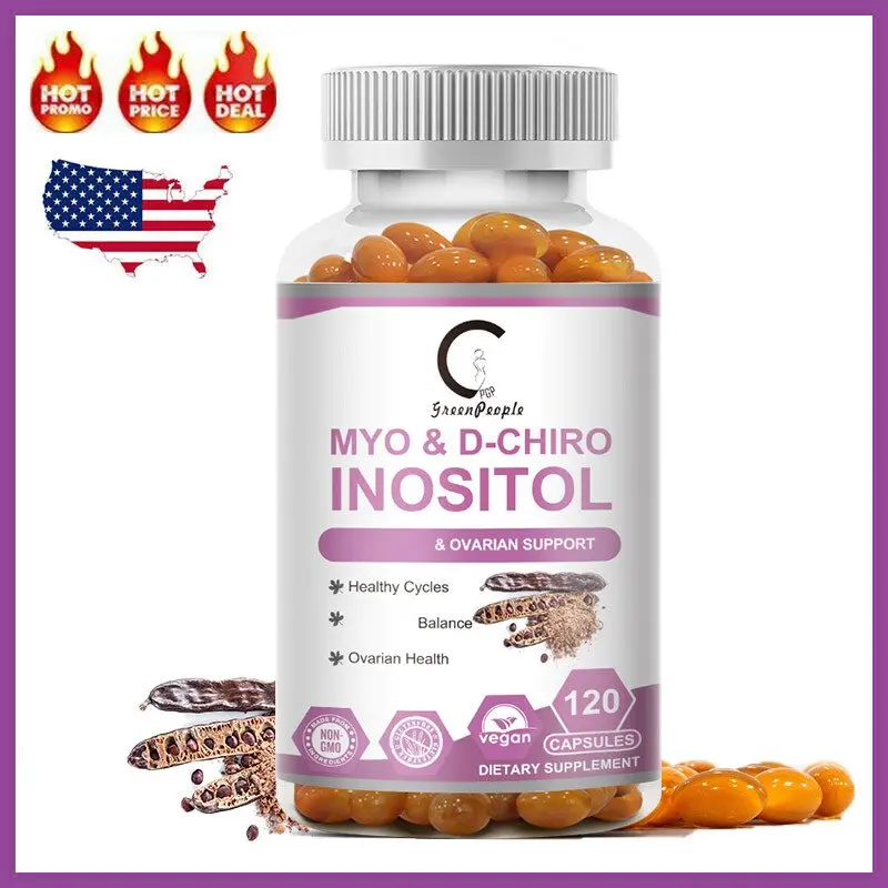 Myo Inositol & D Chiro Inositol Capsules with Vitamin D3 & Folate, Daily Women's Health Support Supplement, 120 Vegetable Capsules