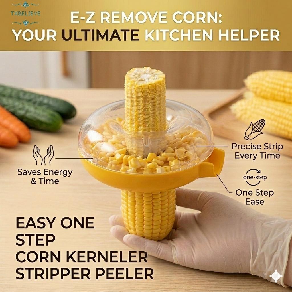 Kitchen Helper Easy Peel One Step Corn Kerneler Stripper Peeler E-z Remove Corn,Corn Kerneler Remover Cutter Peeler Stripper Thresher Kitchen Tool