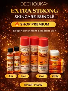 Dechoukay Extra Strong Skincare Bundle - Deep Nourishment & Radiant Skin with Fusion Body Oil, Body Cream, Face Cream, Papaya Soap for Full-Body Care
