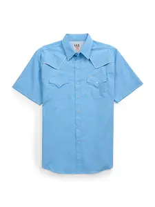 Men's Ely Cattleman Pro Short Sleeve Solid w/ Piping Vented Western Shirt
