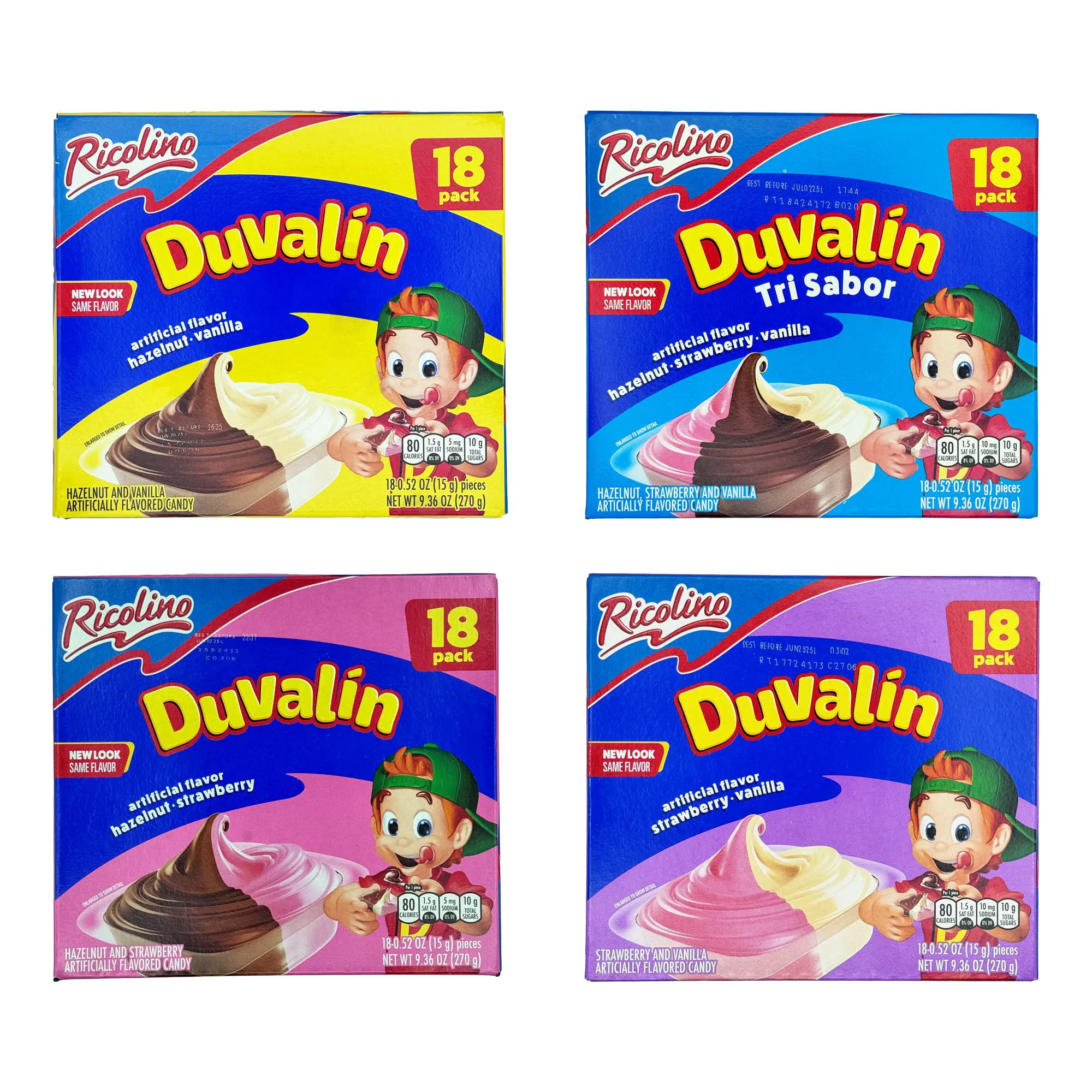 Ricolino Duvalin 18 Pack – Tri Sabor, Hazelnut Vanilla, Hazelnut Strawberry, or Strawberry Vanilla Mexican Candy, Dulces Mexicanos, Soft, Creamy Candy Ricolino Duvalin 18 Pack – Tri Sabor, Hazelnut Vanilla, Hazelnut Strawberry, or Strawberry Vanilla Mexican Candy, Dulces Mexicanos, Soft, Creamy Candy