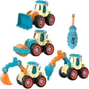 DIY Assembly Engineering Vehicle Toy Set, Wheel, Detachable Screws, Christmas Gift, Birthday Present, Construction Truck Kit, Mini Excavator Model