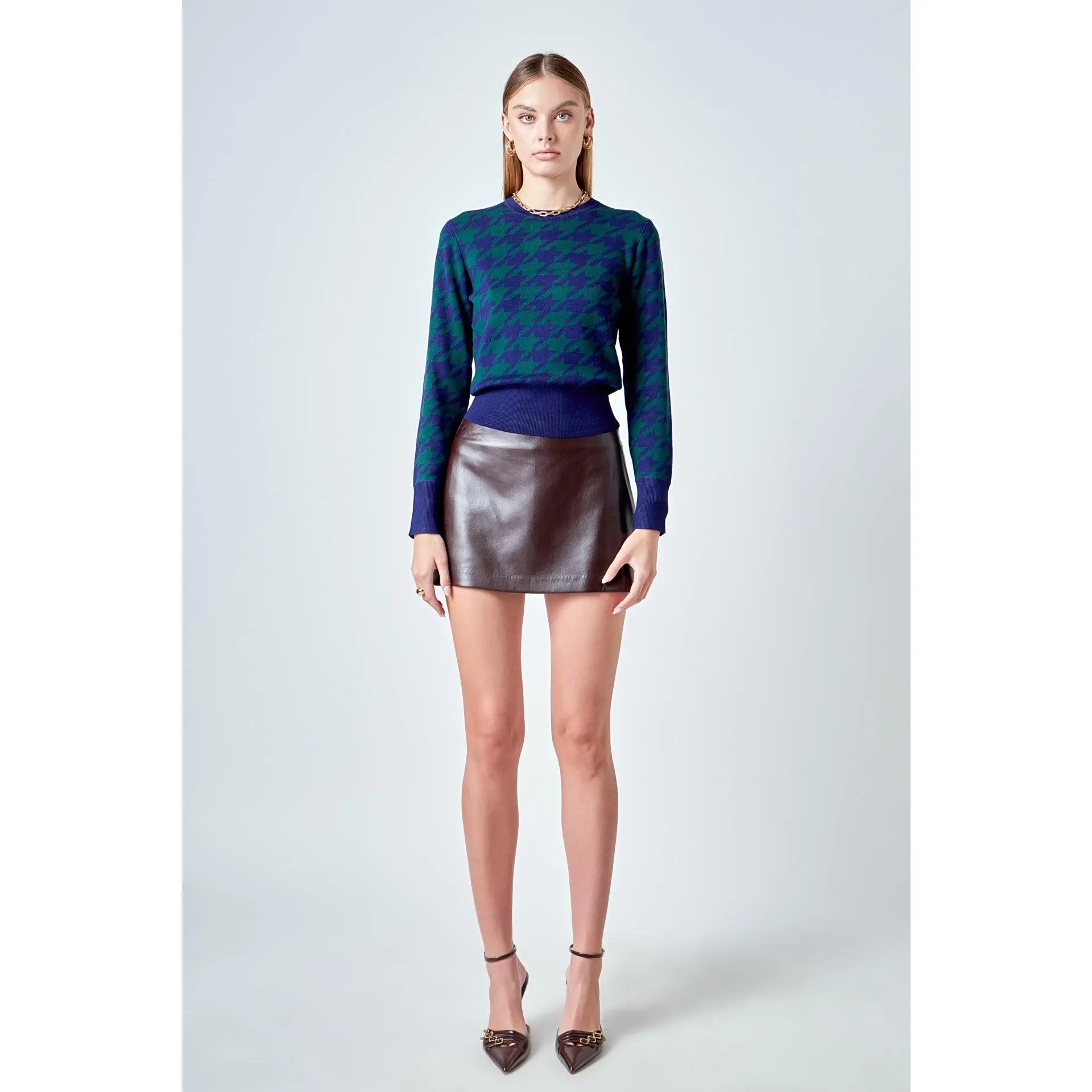 Knit Houndstooth Sweater