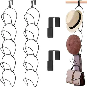 Wall Mounted Hat Storage Rack, 5 Counts/set Punch Free Hat Holder, Hat Storage Rack for Door Back, Home Organizer for Hat, Bag, Umbrella, Decor