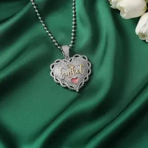 King Of Bling's Love "SWEET HEART"1.50 inch 6ct Real Moissanite 925 Silver Yellow Heart Pendant