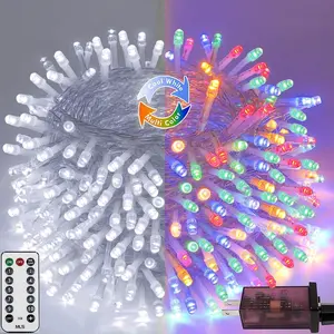 Multicolor to Cool White 200 LED 66FT Christmas String Lights 11 Modes Waterproof with Memory Remote Timer for Outdoor&Indoor Christmas Tree Decor Fairy Ornaments