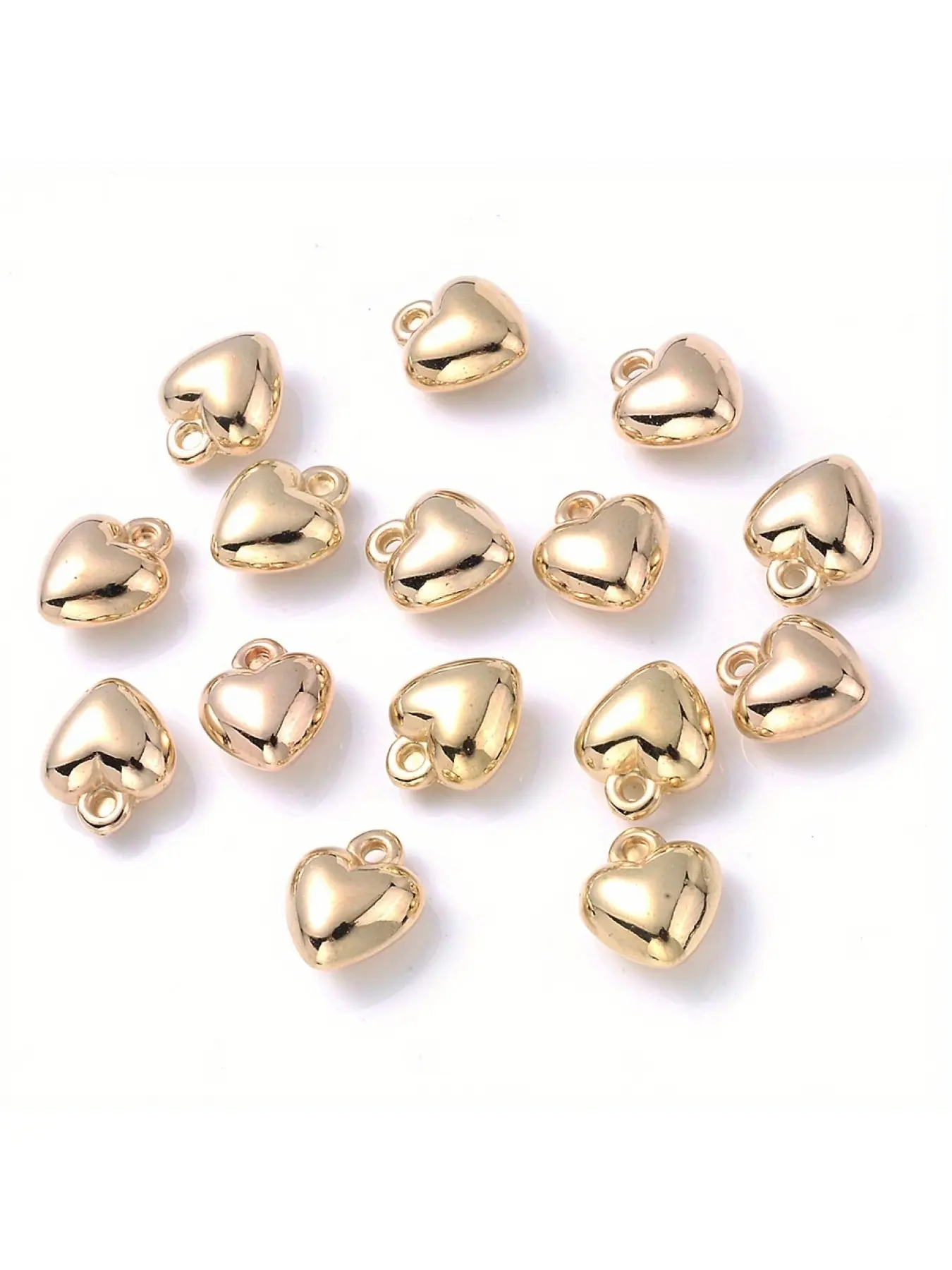100pcs Heart Charms Beads Heart Shaped Pendant Metal Color CCB Jewelry Making Loose Beads Charms for Bracelets for Bracelet DIY Crafts Wedding Easter Gift Accessories