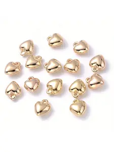 100pcs Heart Charms Beads Heart Shaped Pendant Metal Color CCB Jewelry Making Loose Beads Charms for Bracelets for Bracelet DIY Crafts Wedding Easter Gift Accessories