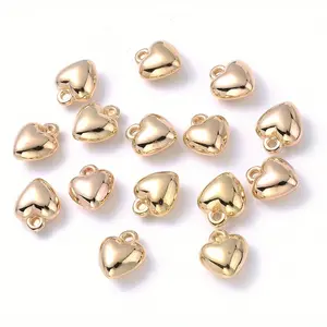 100pcs Heart Charms Beads Heart Shaped Pendant Metal Color CCB Jewelry Making Loose Beads Charms for Bracelets for Bracelet DIY Crafts Wedding Easter Gift Accessories