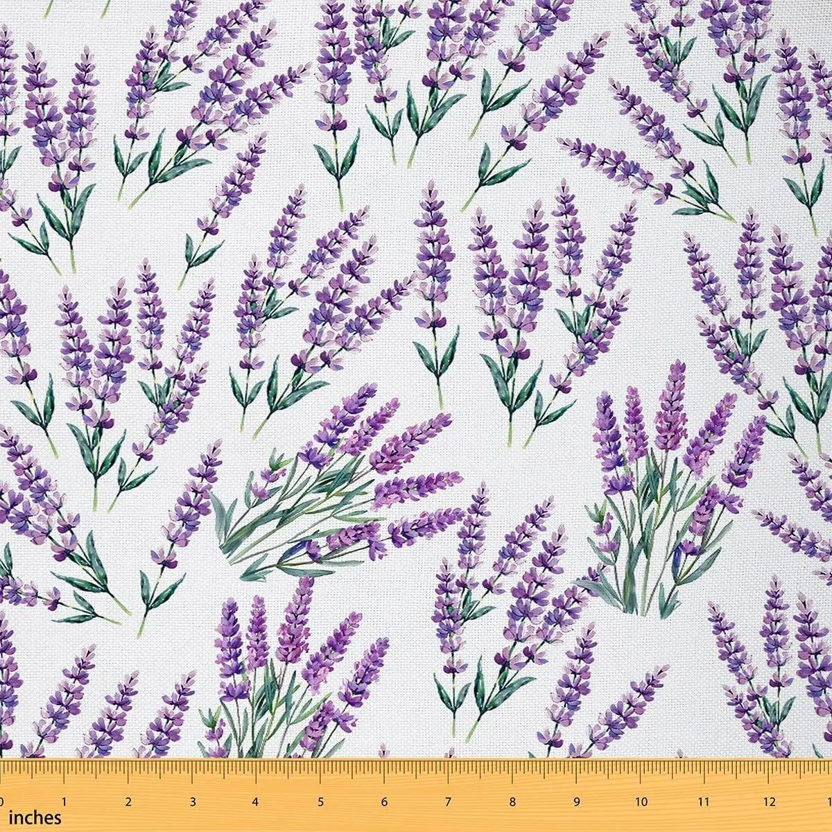 Purple Lavender Fabric Watercolor Wild Garden Flowers No Stretch Sewing Fabric Outdoor Botanical Floral Rustic Soft Flannel Polyester Fabric DIY Home Accents Pre-Cut