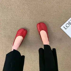 Korean Style Split Toe Ballet Flats, Women Vintage Tabi Flat Shoes, Soft Leather Casual Loafers, Daily Non-slip Slip-ons, Minimalist Fashion Footwear, All Season Comfortable Shoes for Women, Daily Outfits