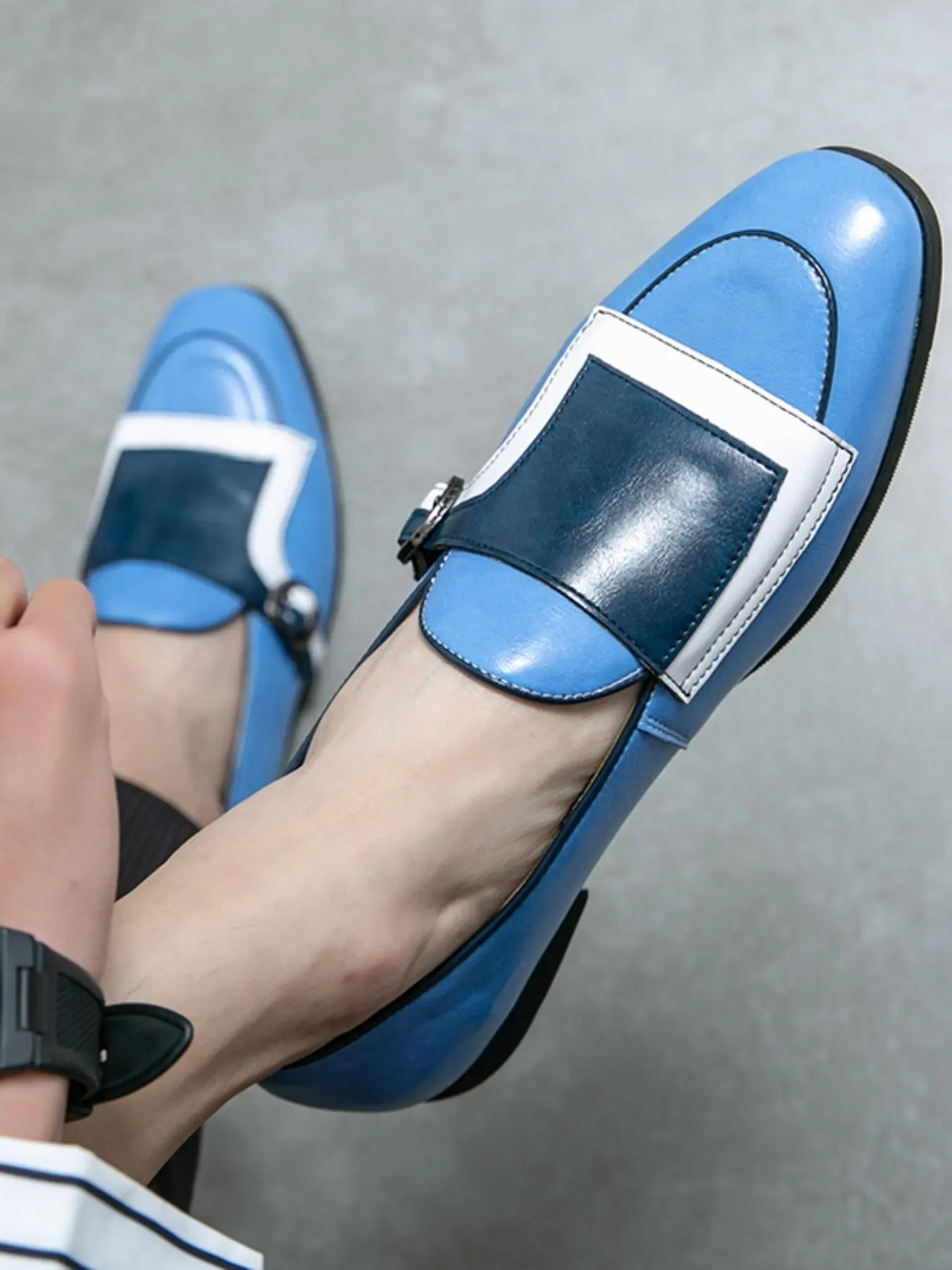 Men's Fashionable Patchwork Design Slip-on PU Leather Loafers, Casual Comfortable Breathable Flat Shoes for Daily Wear, Durable Shoes for Men, Casual Breathable Footwear