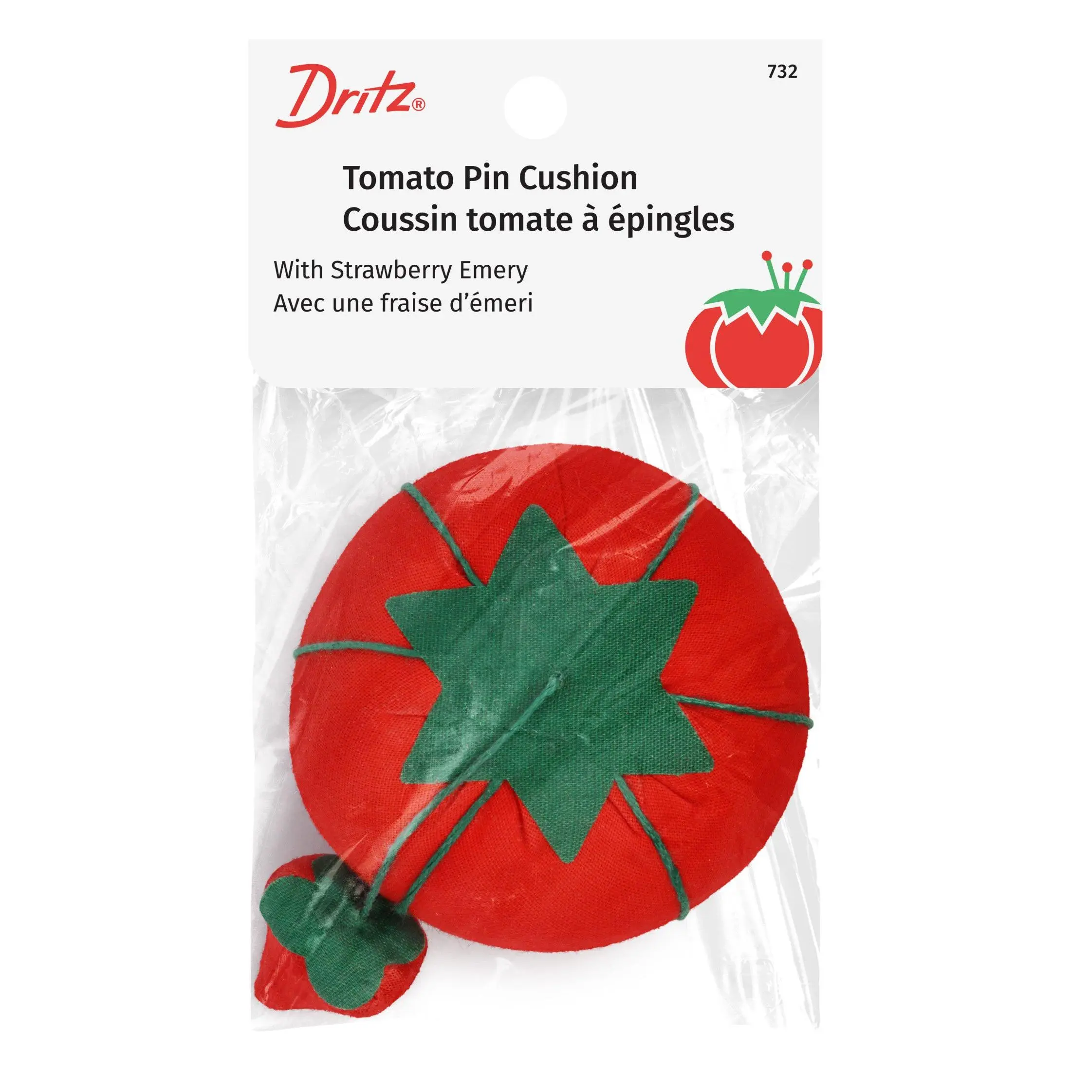2-3/4" Tomato Pin Cushion with Strawberry Emery