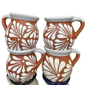 Taza de barro set of 4 Traditional Mexican caffe mugs taza jarrito de barro