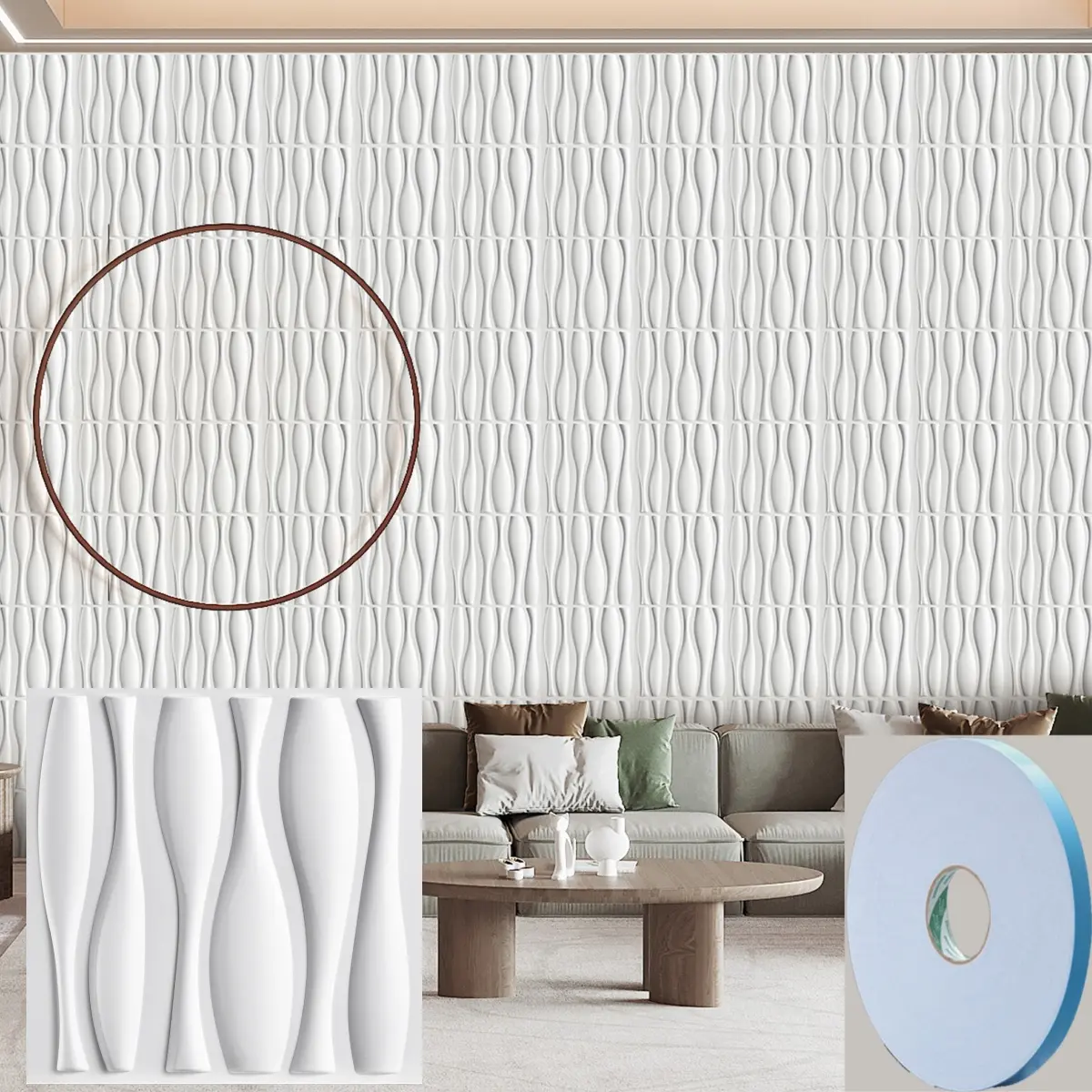 [Geometric Pattern Wallpaper] Decorative，20 /30pcs 3D Geometric Pattern Wallpaper - Wall Panel for Home, Living Room, Bedroom, Kitchen - with Tape