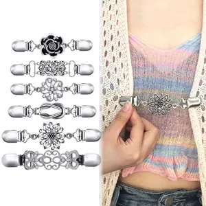 6pcs Adjustable Female Sweater Cardigan Shawl Clip, Vintage Shirt Dress Cardigan Clips, Waist Clip for Women, Sweater Shawl Brooch