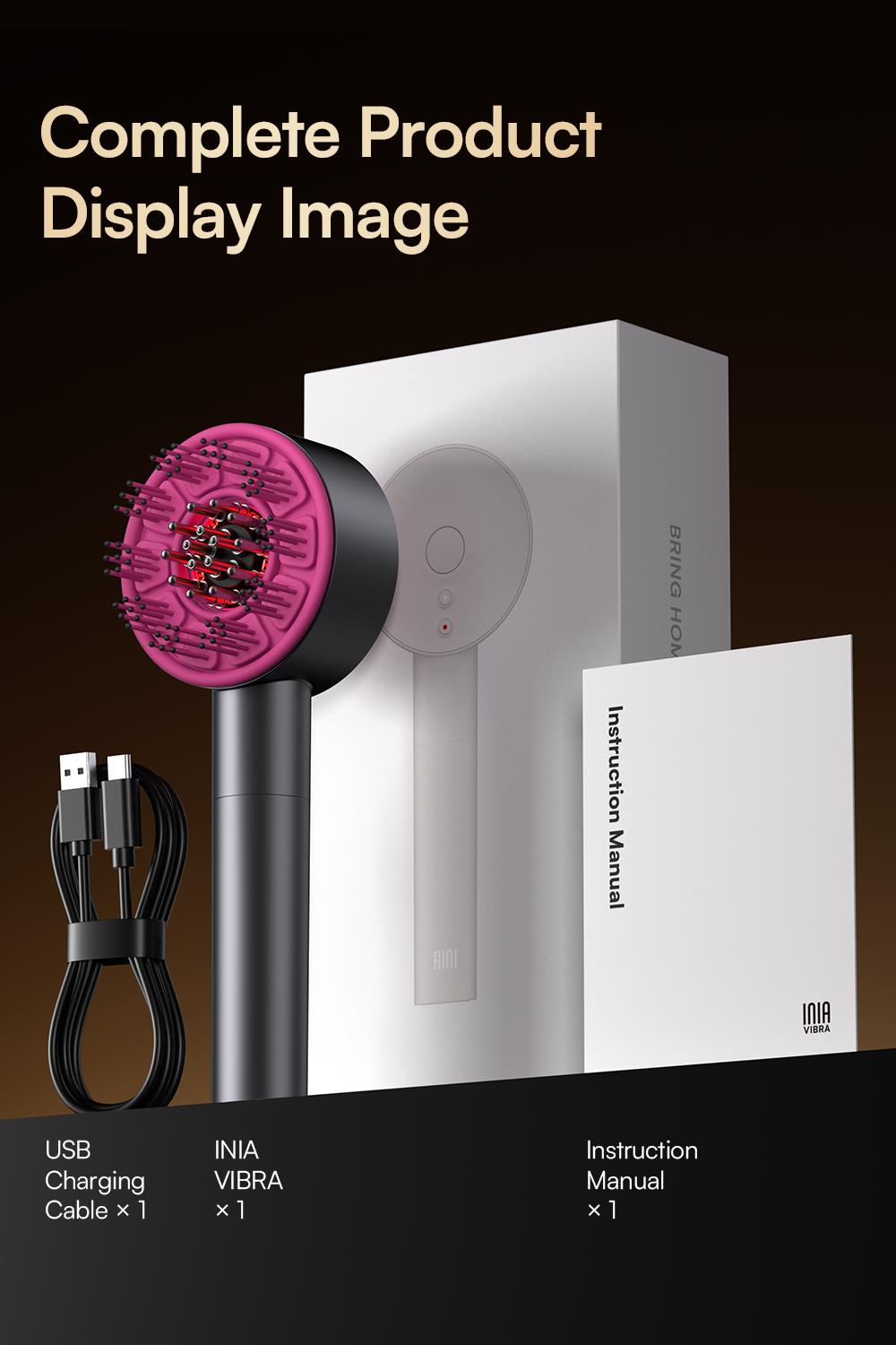 INIA VIBRA 4-in-1 Scalp Therapy Device, Red Light, Microcurrent, Massage, Serum Infusion, Scalp Massager Beauty Device, Waterproof & Wet/Dry Use, Perfect Holiday Gift