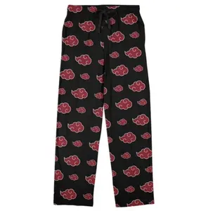 Naruto Shippuden Akatsuki Cloud Symbol AOP Men's Black Sleep Pajama Pants, pajamas for couples, pajamas for holiday