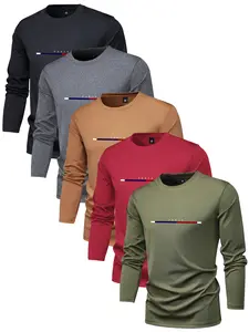 5 Pack Men's Spring & Autumn Lightweight Long Sleeve T-Shirts Base Layer Fashion Casual Vacation Sports Outdoor Top Gift for Boyfriend or Husband Commuting Work Fishing Basketball Camping Gym Holiday Wear Athletic Apparel