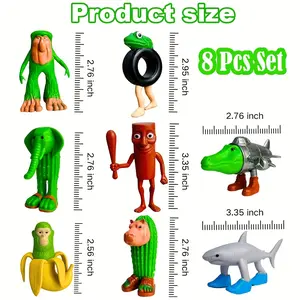 8pcs 1Set Italian Brainrot Plastic Toy Action Figure,Tung Tung Tung Sahur Tralalero Tralala Decorative,Desktop Ornaments, Christmas, Birthday Gifts, Animals summerwins